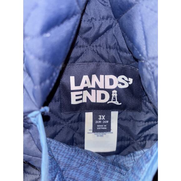 Lands End Jacket Womens Sz 3X Navy/ Blue Plaid Quilted Barn Chore Primaloft - Picture 3 of 9